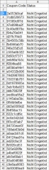 Abbildung einer Liste von Rabattcodes im Modified Webshop